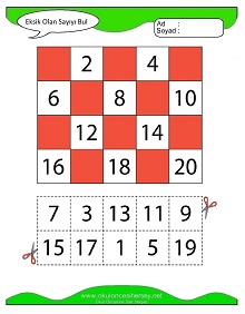 Eksik Sayıyı Bul Çalışma Sayfaları